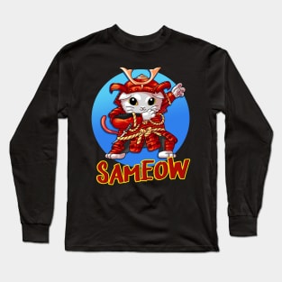 Dabbing Cat Samurai Funny Cats Motif Long Sleeve T-Shirt